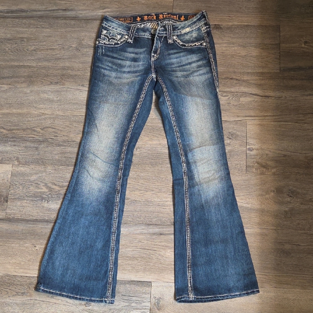 Rock Revival Flare Jeans in Classic Blue